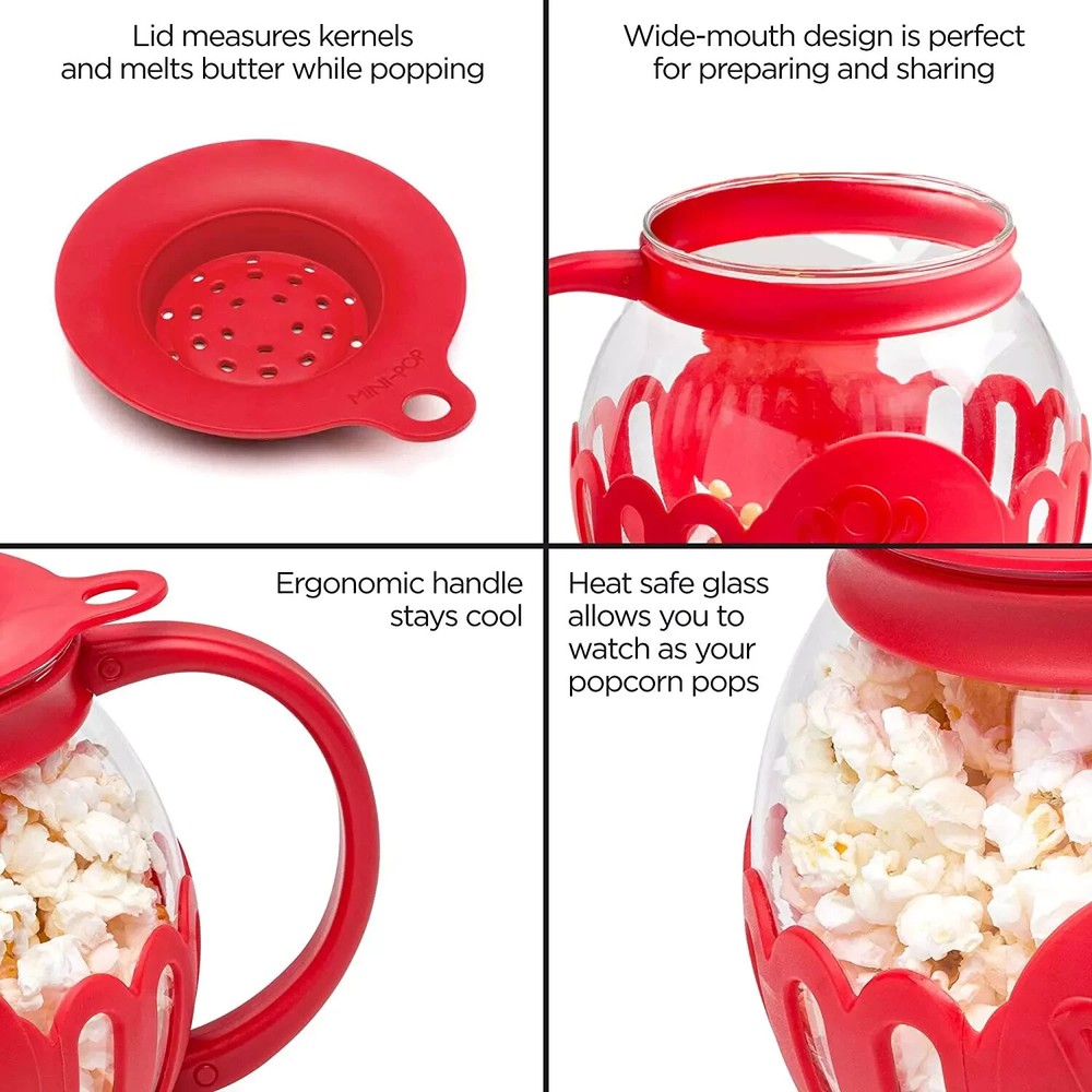 Ecolution Micro-Pop Microwave Popcorn Popper 1.5 QT RED *NEW WITH TAG*