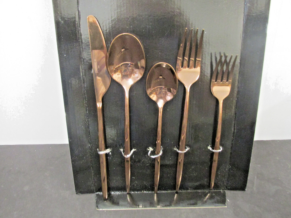 PATTERN GLAZE COPPER MIRROR STAINLESS BY CAMBRIDGE 5 PIECES ONE PLACE SETTING