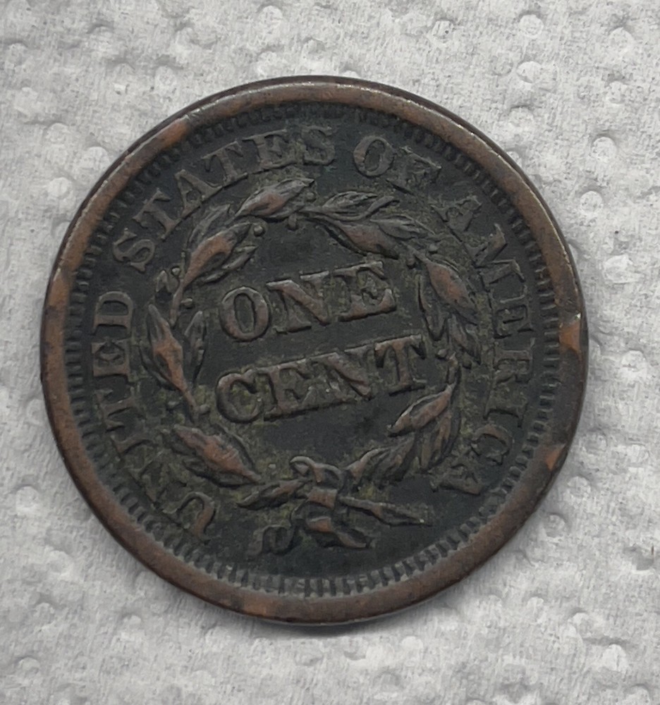 1850 large Cent / brown braided hair Cent (#T)