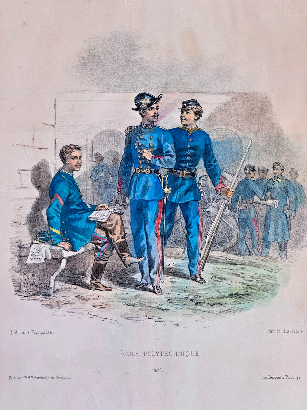 4 Hand Colored Lithographs France Soldier Napoleon Waterloo Battle War