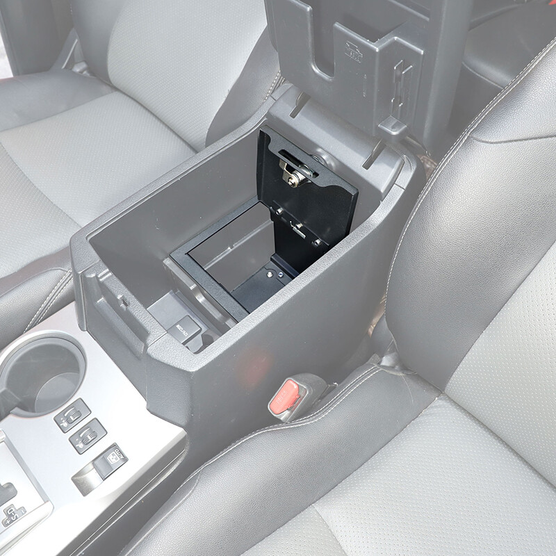Locking Console Safe Armrest Console Security Storage Box for 4Runner 10+ w/keys