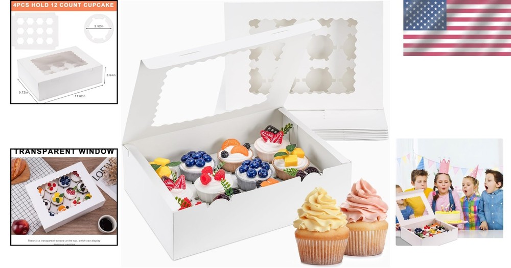 4PCS Stackable Cupcake Holders with Removable Inserts – Perfect for Events