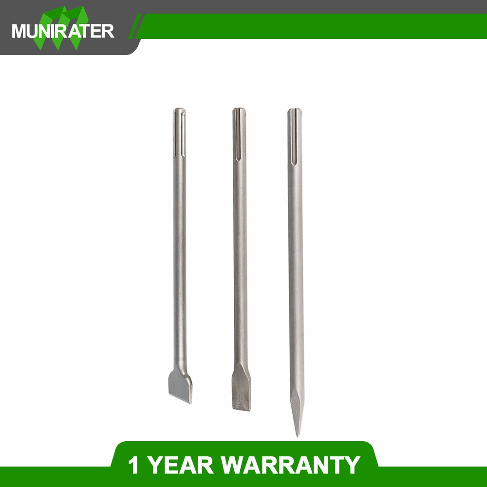 3 Pack SDS Max Bits Set Long-Point Chisel Scaling Chisel Flat Chisel 16"
