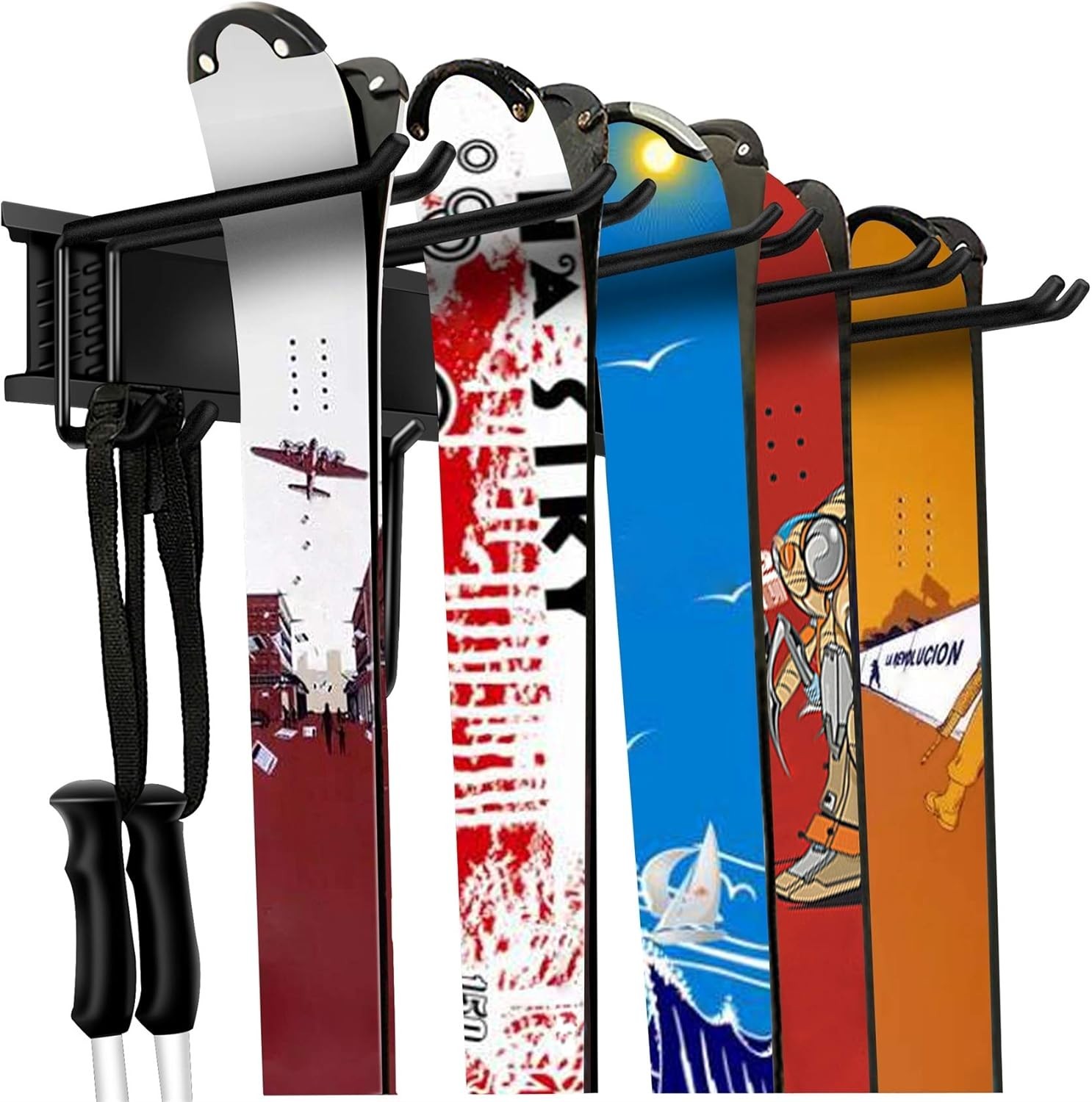 Garage Storage Organization System Ski Wall Rack Up to 10 Pairs Holds Up to 300