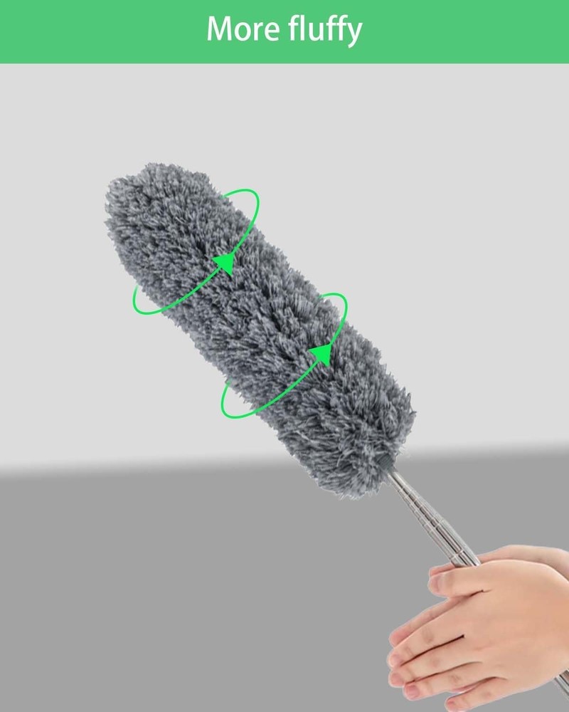 110" Extendable Feather Duster with Extension Pole, Ceiling Fan Cleaner Duster f