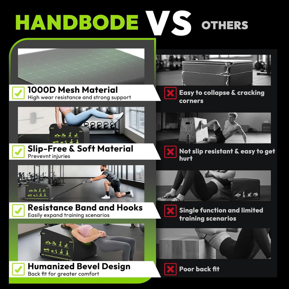 HANDBODE Hip Thrust Bench, Multi-Functional Slip-Free Hip Thrust Machine for Glu