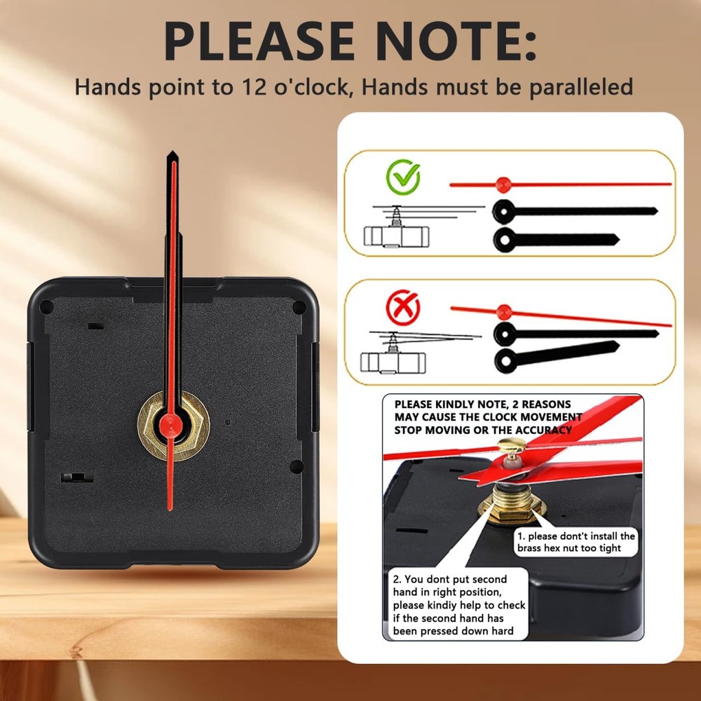 Gatuida Clock Mechanism Replacement, Movement Medium, Black