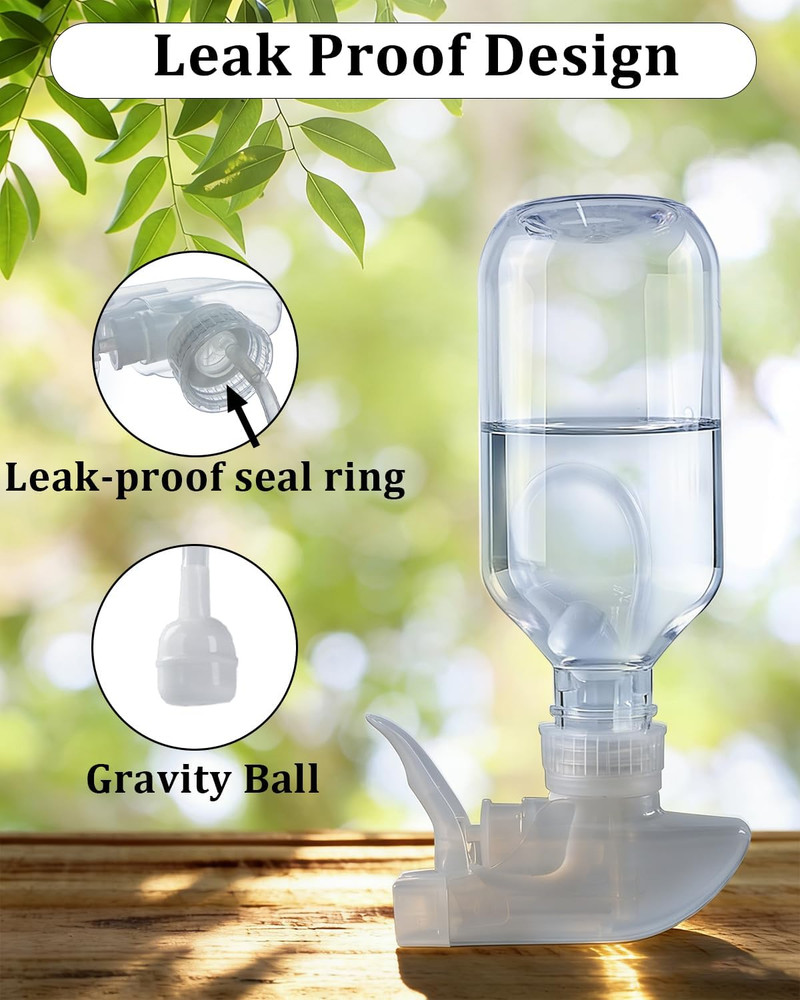 2 Pack 360° Spray Bottles, 10 Oz Plastic Small Containers with Adjustable Spray
