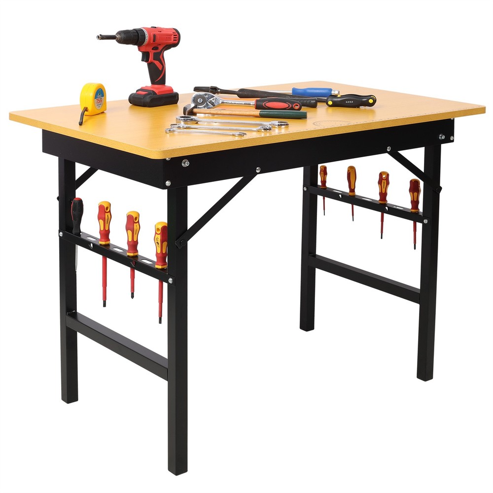 Foldable Work Table with Measuring Tape and Angle Finder Portable Tool Workbench