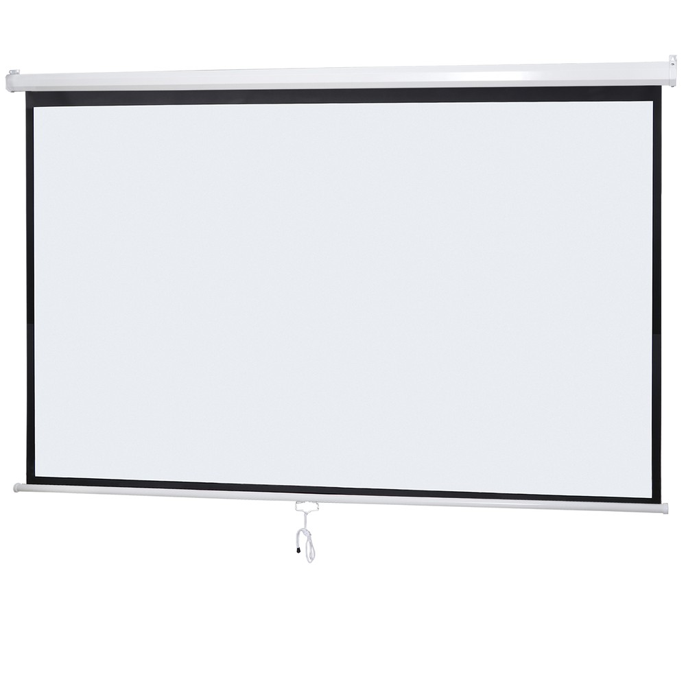 80 Inch Manual Pull Down Projector Screen 16:9 HD Retractable Widescreen Matte