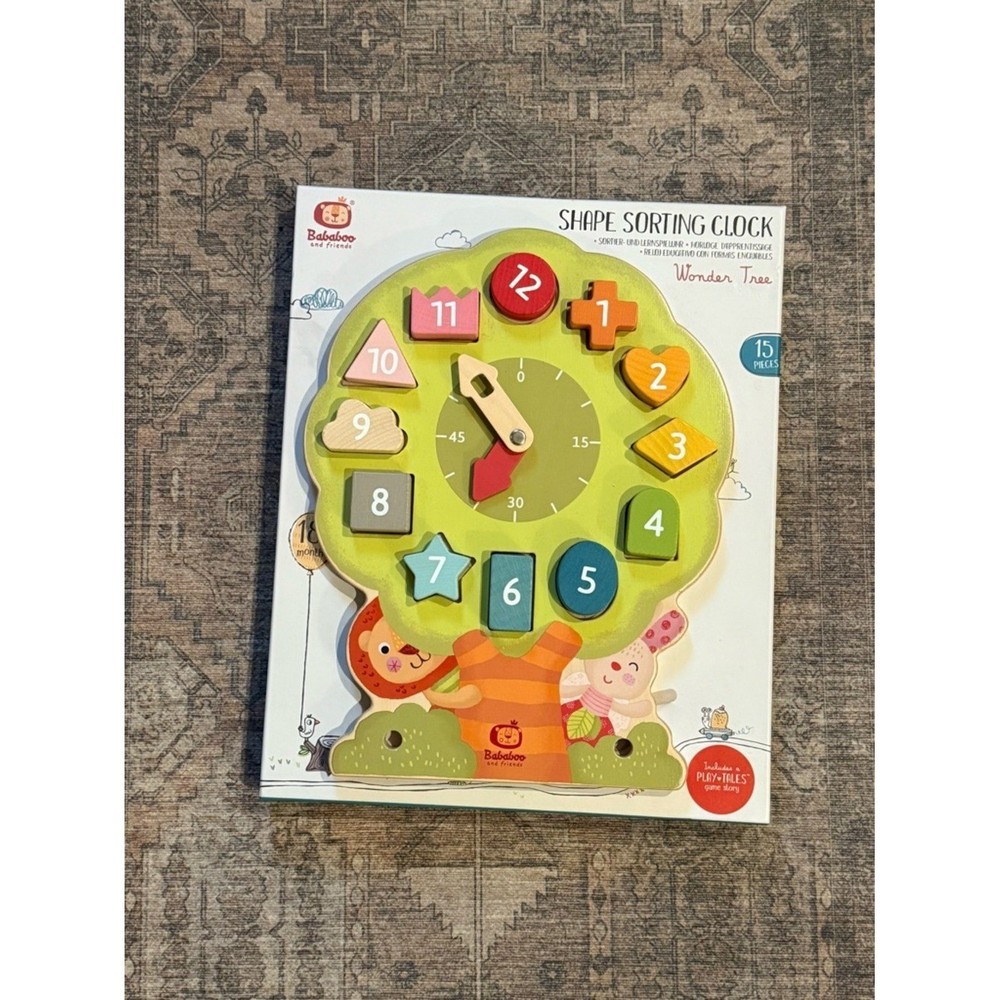 Green Wooden Number & Shape Learning Clock