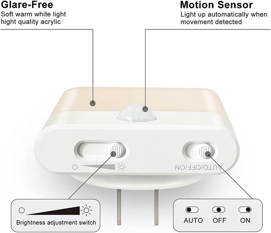 LED Night Light Plug in Motion Sensor with 1-pack White