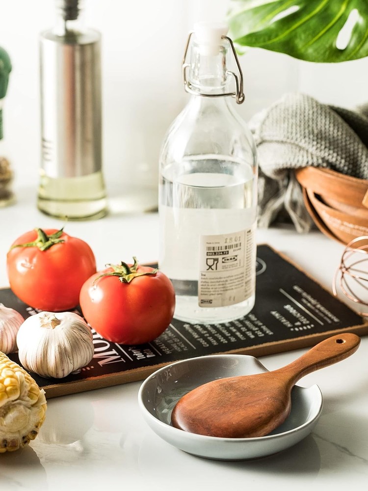 Ceramic Spoon Rest for Kitchen Counter, Holder Light Gray