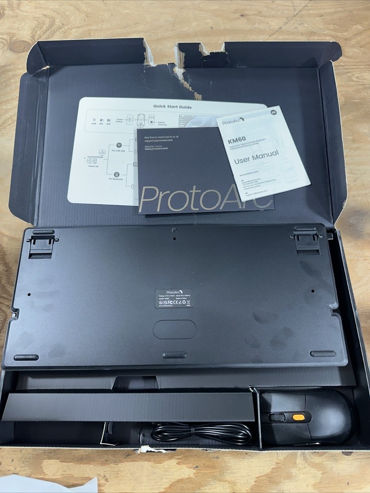 ProtoArc Wireless Keyboard and Mouse, KM60 Full-Size Bluetooth Keyboard Mouse