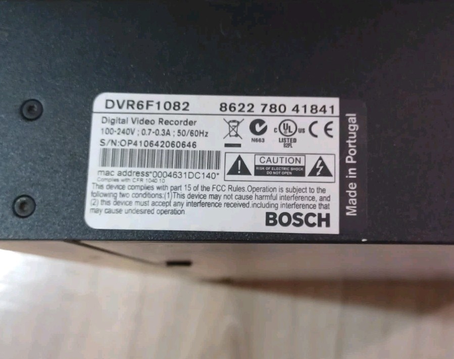 Bosch DVR9E1082 DIVAR Digital Versatile Recorder