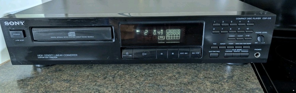 Sony CDP-215 Single Disc CD Player Compact Disc Stereo Component Tested/Works!