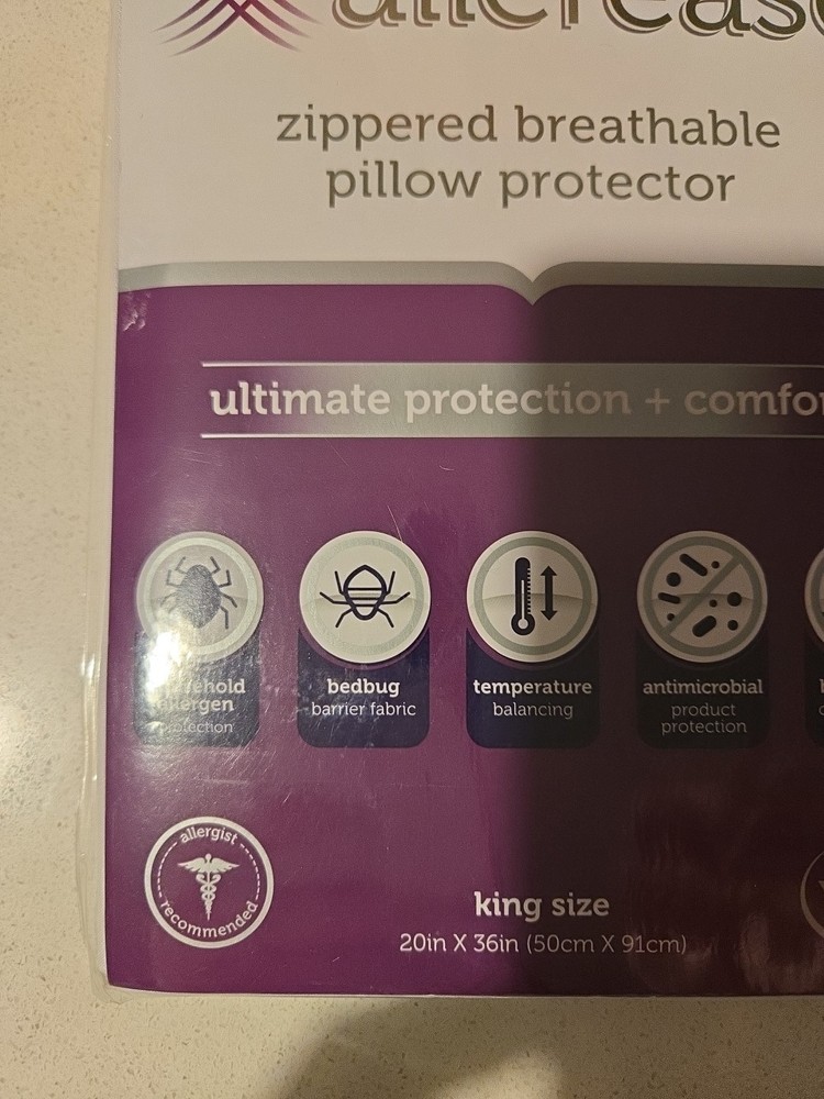 Allerease Zippered Breathable Pillow Protector (King) (20inx36in)