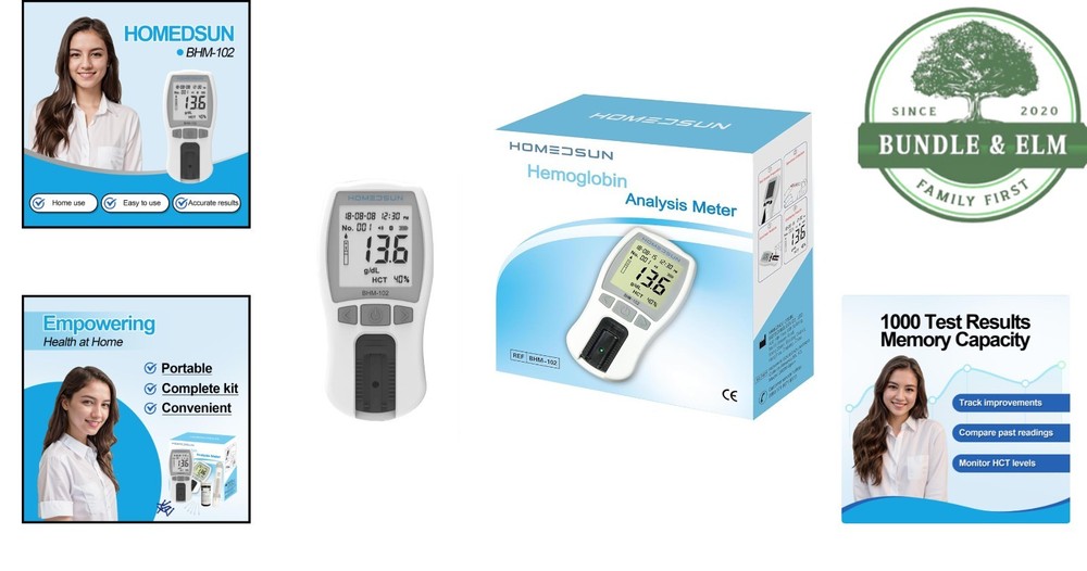 Portable Hemoglobin Analyzer for Quick Anemia Testing with 25 Strips Included