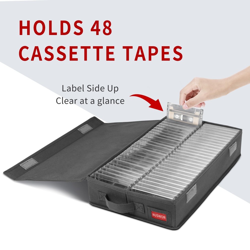 Stackable Tape Storage Boxes - Dust-proof Racks with Lid - Audio Cassette Hol...
