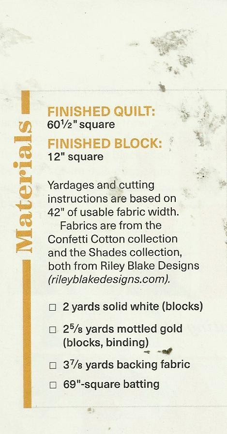 B0105 GOLDEN HOUR QUILT PATTERN/INSTRUCTIONS