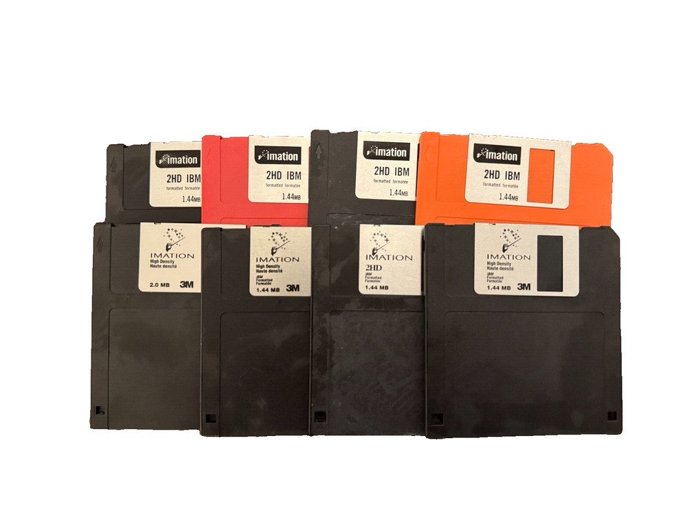 8 Total, Imation 2HD 3.5" Floppy Disks Double Sided High Density