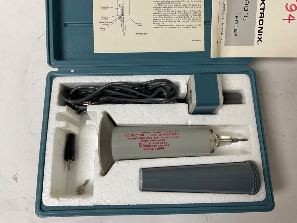 TEKTRONIX P6015 High Voltage Probe case & manual.