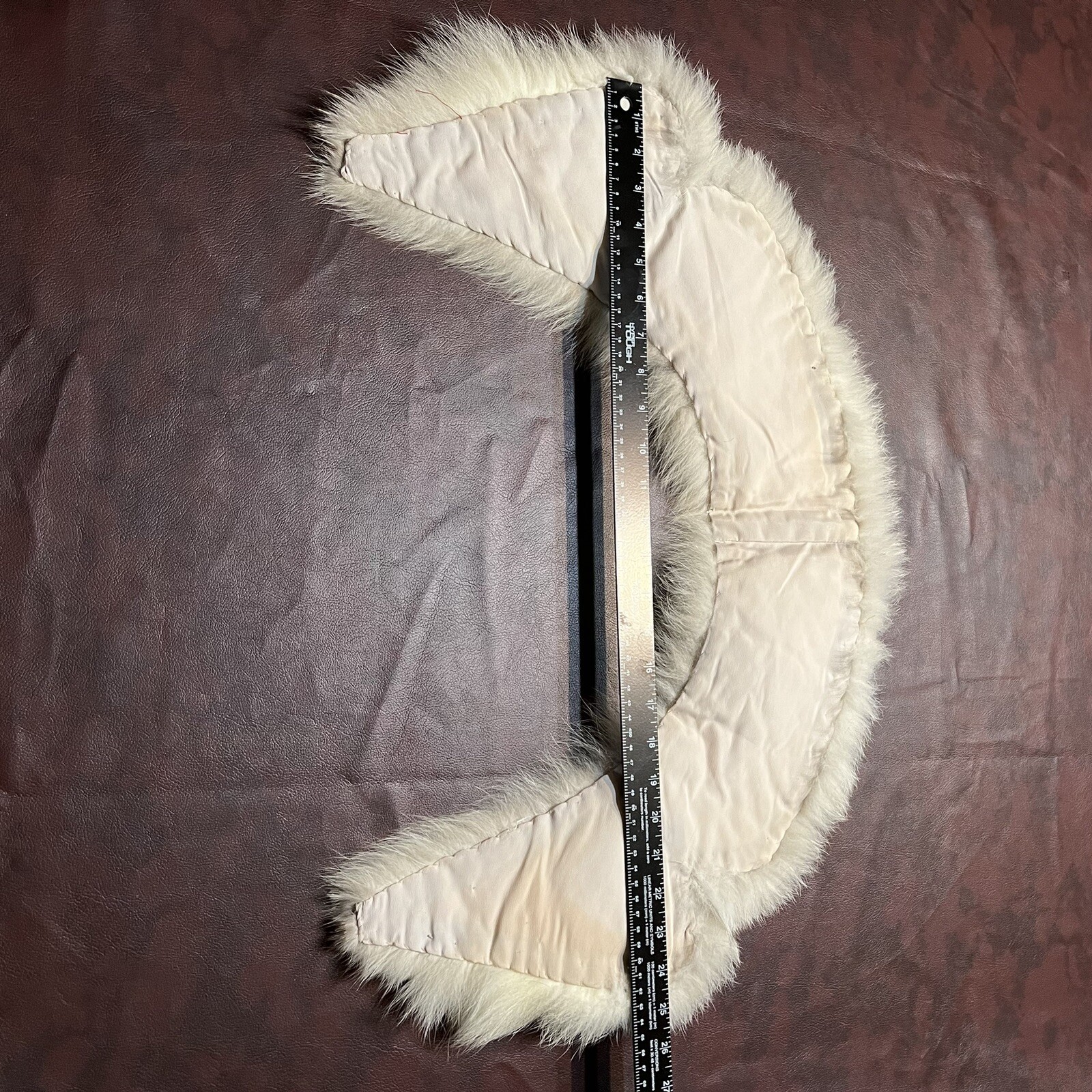 Natural Beige White Fur Shawl Collar Lapel