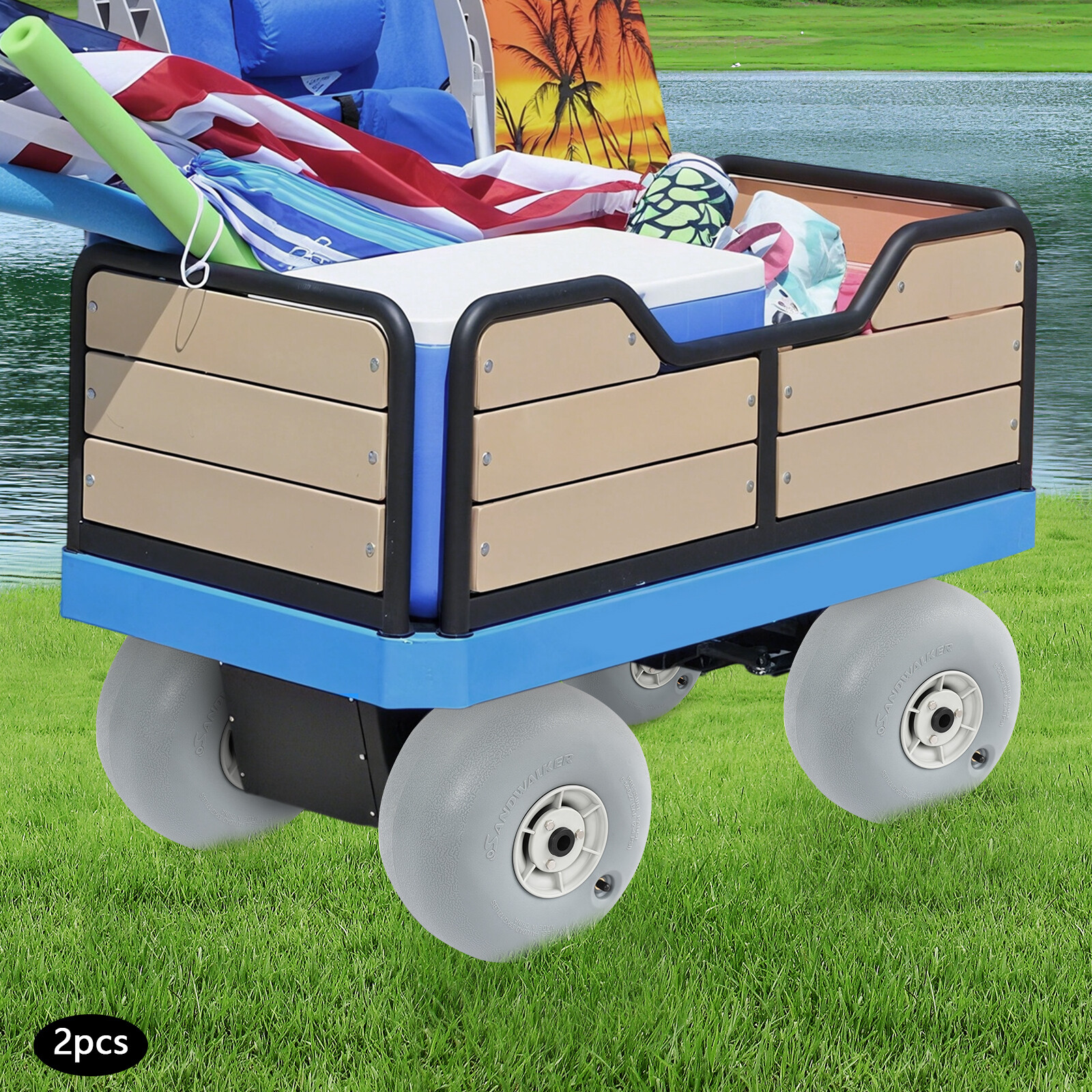 2Pcs Inflatable Beach Wheels – Durable Sand Tires for Carts, 121lbs Load