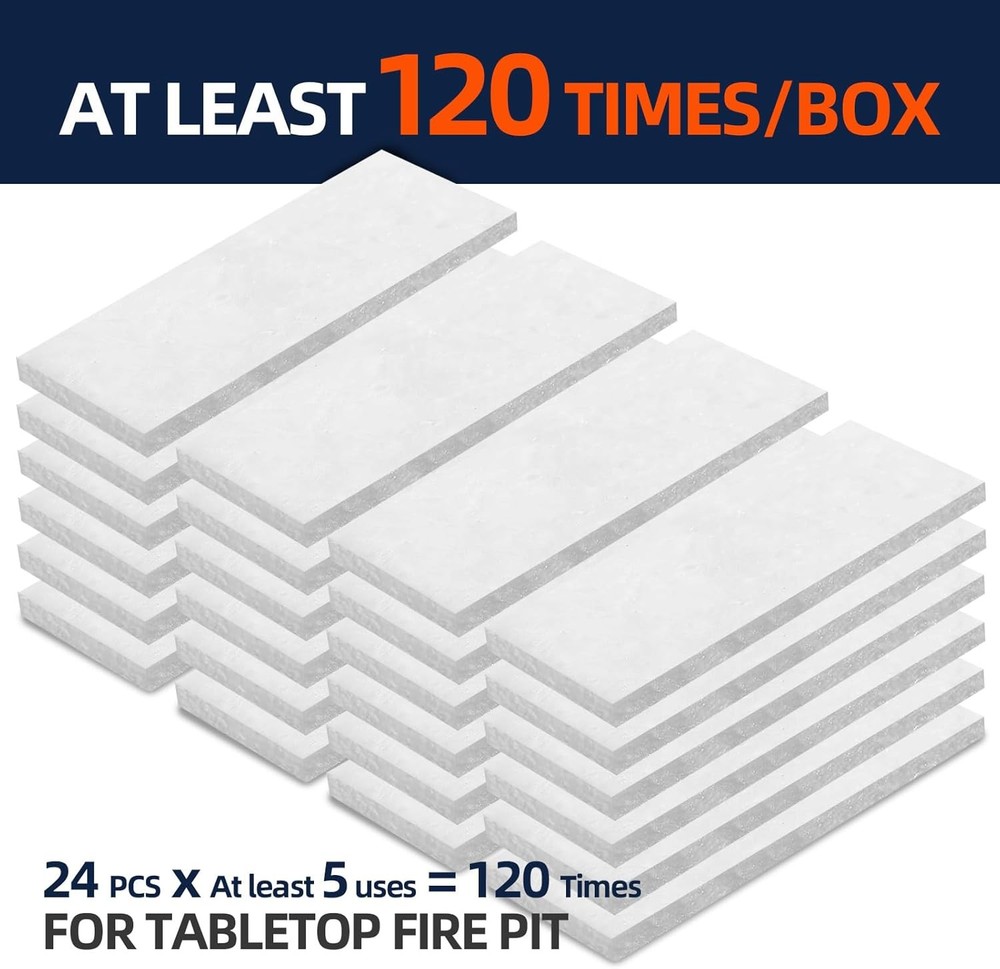 24 pcs Tabletop Fire Pit Ceramic Wool Wick to Extend Burning Time,Table Top Fire