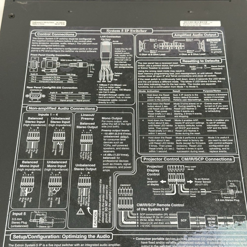 Extron System 5 IP Multi-Format Switcher – 5 Input AV Control – Used, Rack Ears