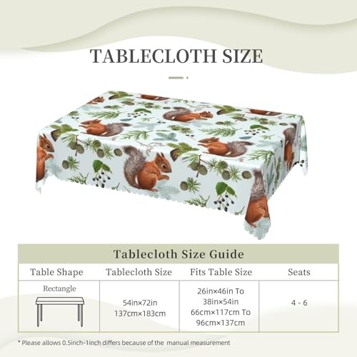 Squirrels Pine Cone Tablecloth Rectangular Table Cloth Table Cover Squirrels 1