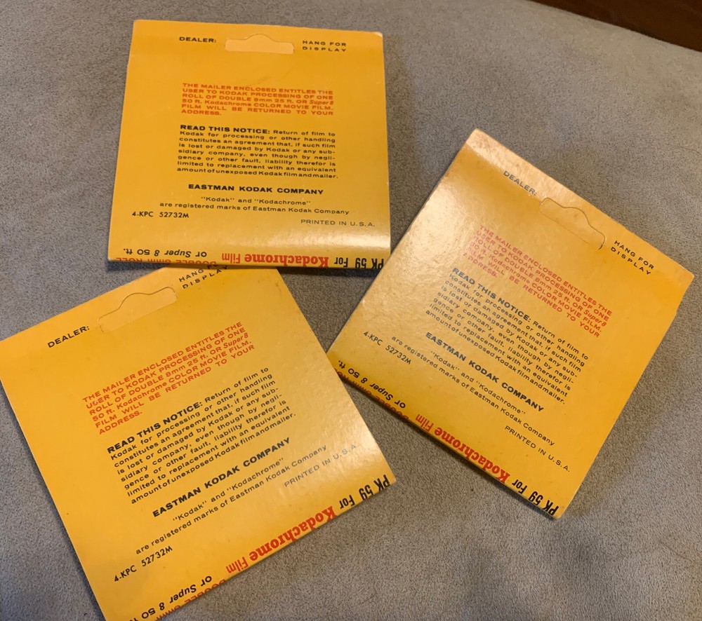 3 VINTAGE KODAK PREPAID PROCESSING MAILERS PK 59