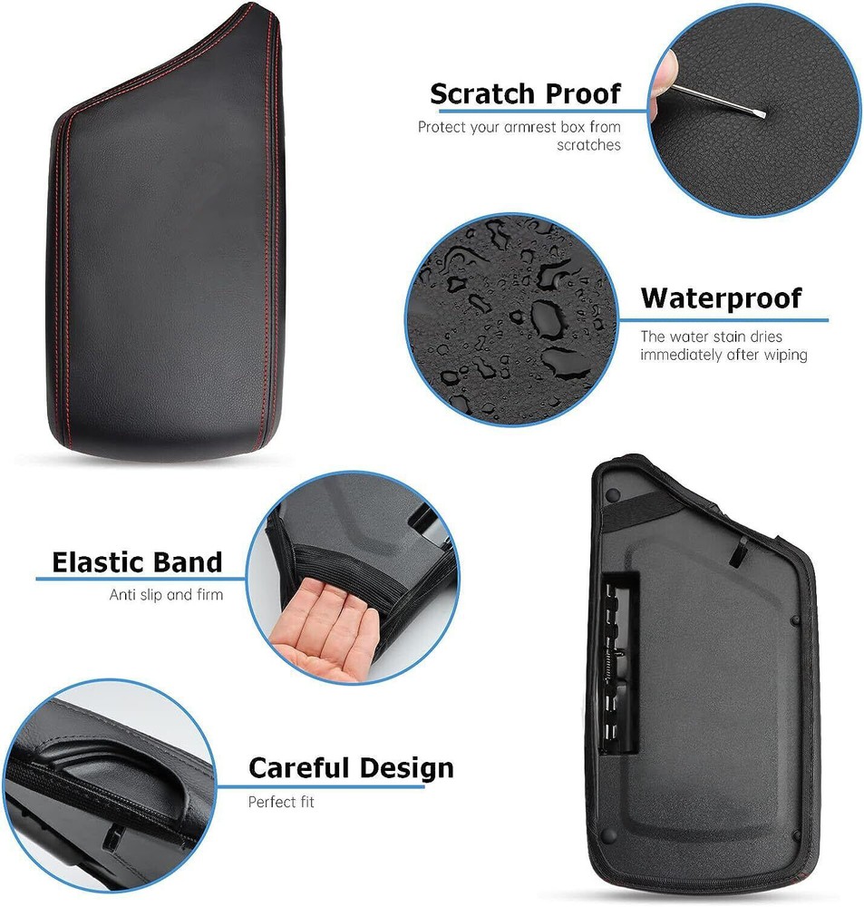 Center Console Armrest Cover PU Leather For 2015-2023 Dodge Challenger Protector