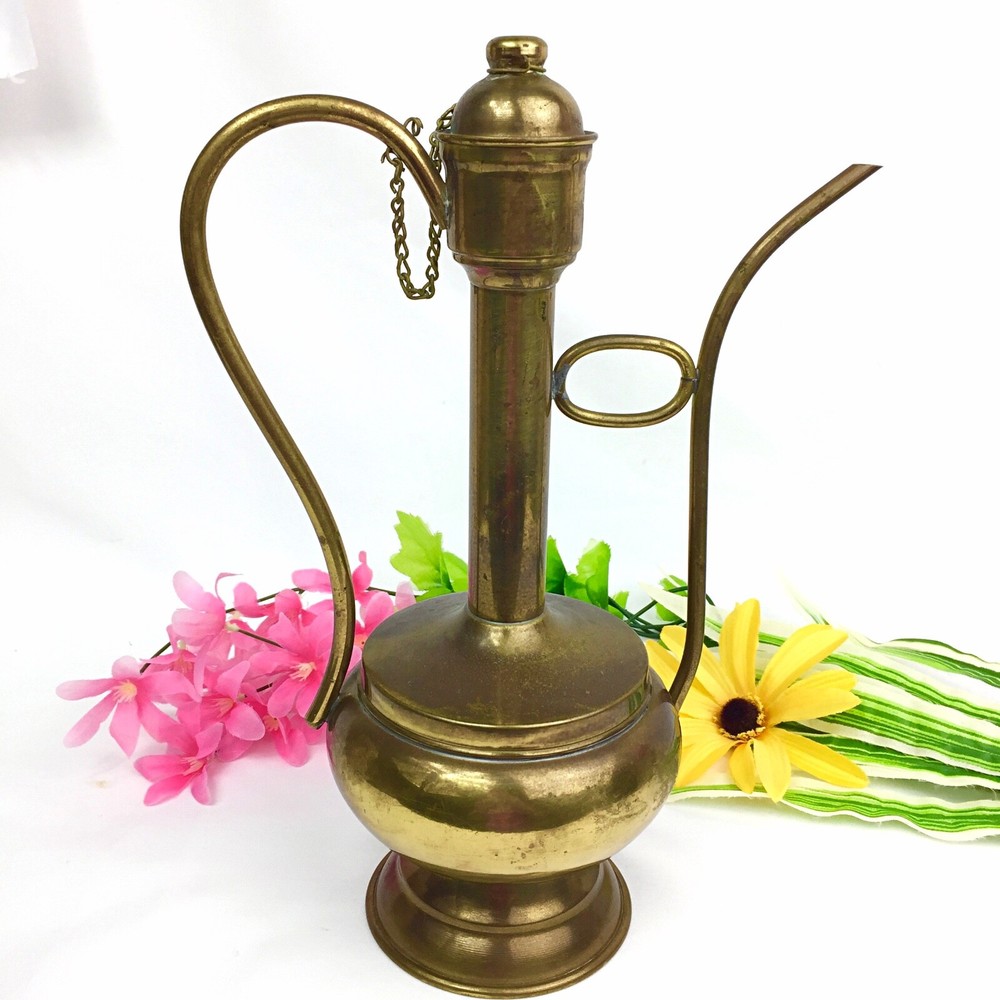 Vintage Brass Turkish Dallah Coffee Pot Mediterranean Decor