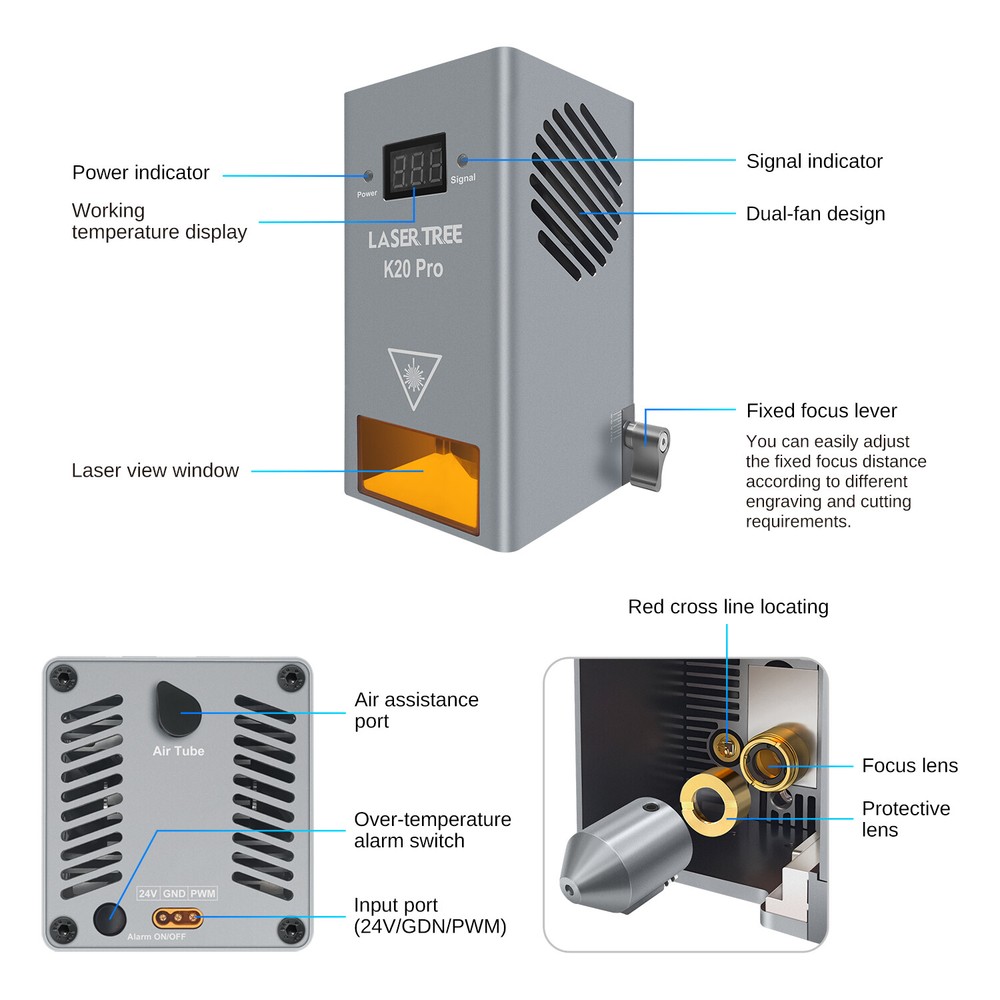LASER TREE 20W Optical Power Laser Cutter Module for Most Engraver Laser Machine