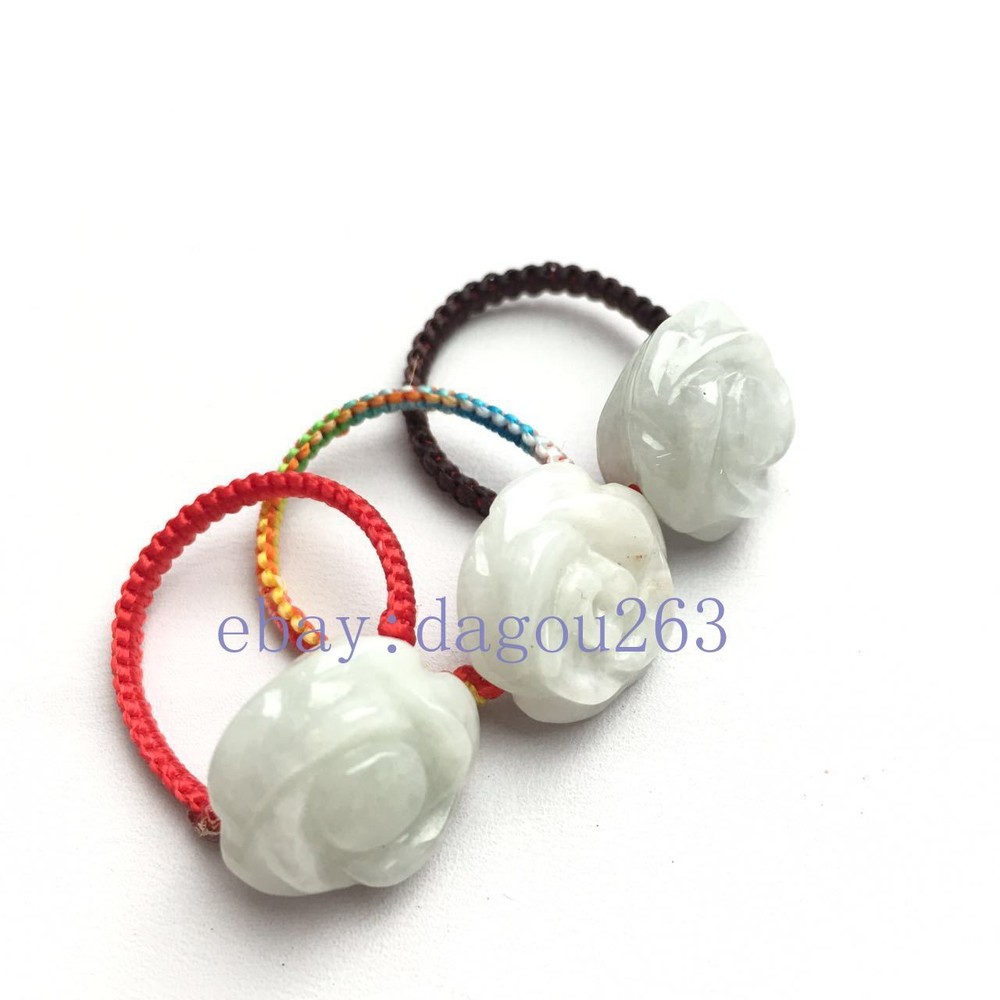 2PCS Myanmar Natural Jadeite A-level Handmade Rose Ring (Random shipment)
