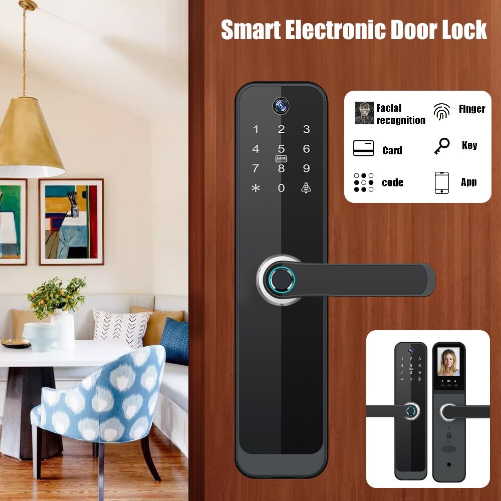 Face Recognition Tuya Wifi Smart Door Lock Visual Intercom Fingerprint