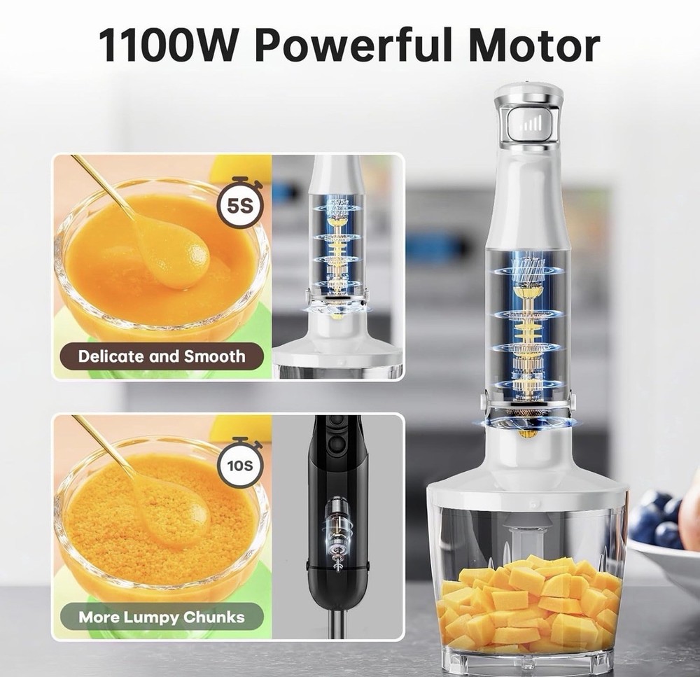Immersion Blender Handheld Corded Hand Blenders Set 1100W, Trigger Variable Spee