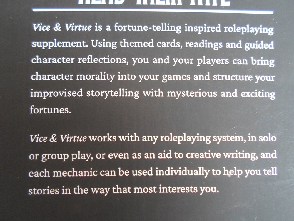 Vice & Virtue Roleplaying Supplement (NEW/MINT)