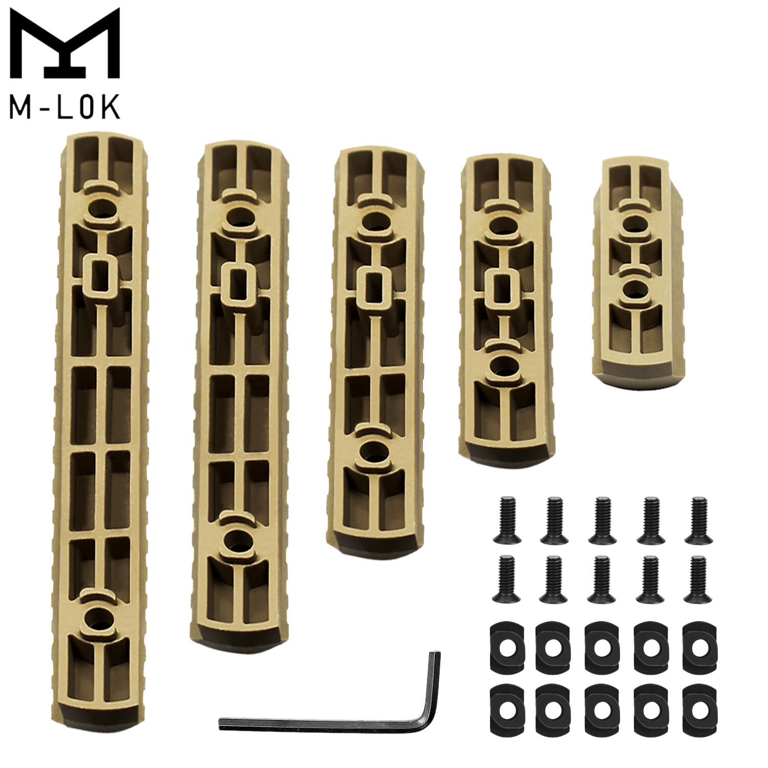 M-LOK Polymer Picatinny Weaver Rail Section Set 5 7 9 11 13 Slot 5PCS 5 Rail Set