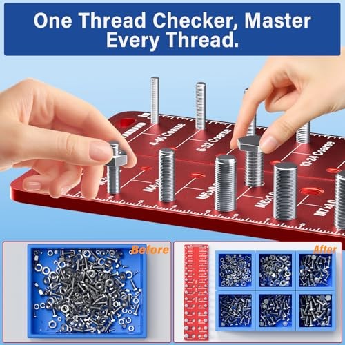 Thread Checker, 30 Nut & Bolt Thread Size Checker 15 Standard &15 Metric, Wall