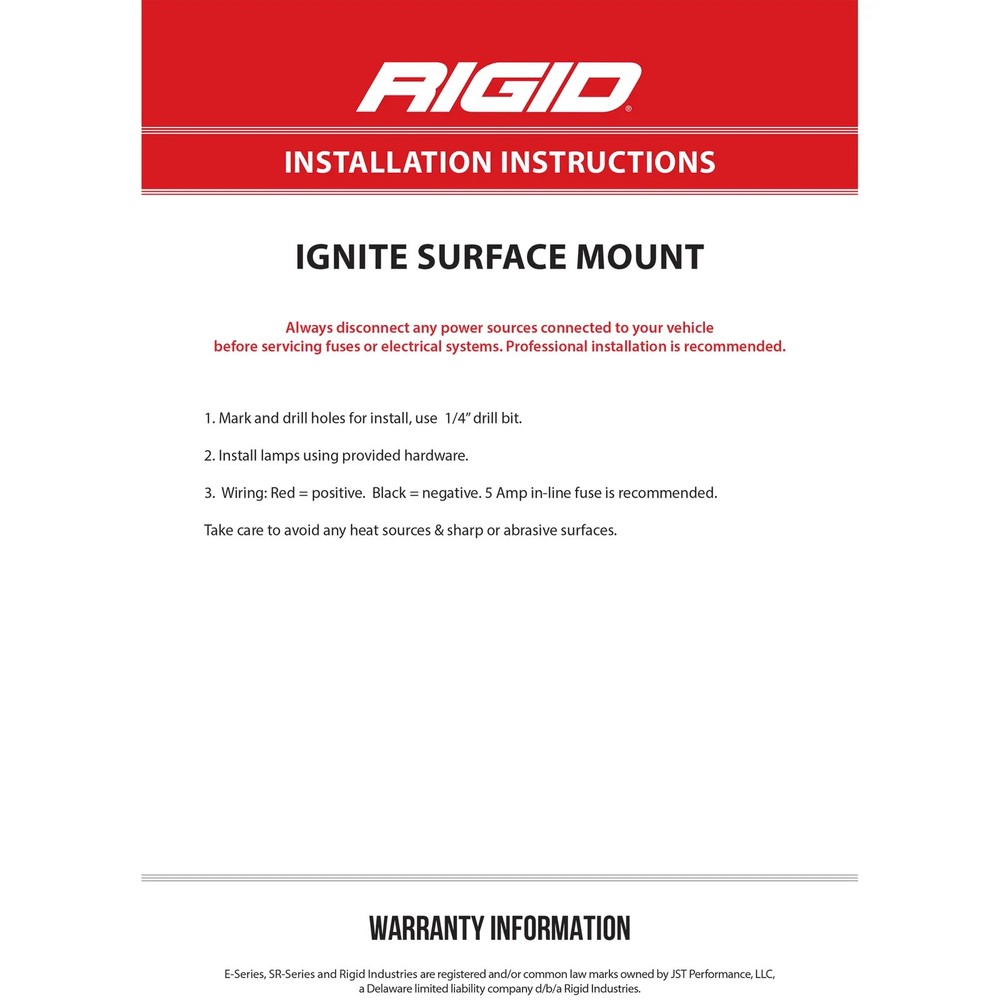 Rigid 20641 Ignite Flood Diffused White Rectangle LED Lights Pair Kit Set Black