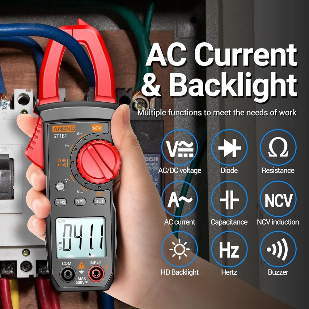 Compact 4000 Counts Digital Clamp Meter with NCV and Backlight for Easy Use