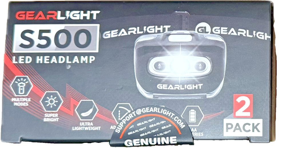 GearLight Headlamp Flashlight S500 LED Multiple Modes 2 Pack