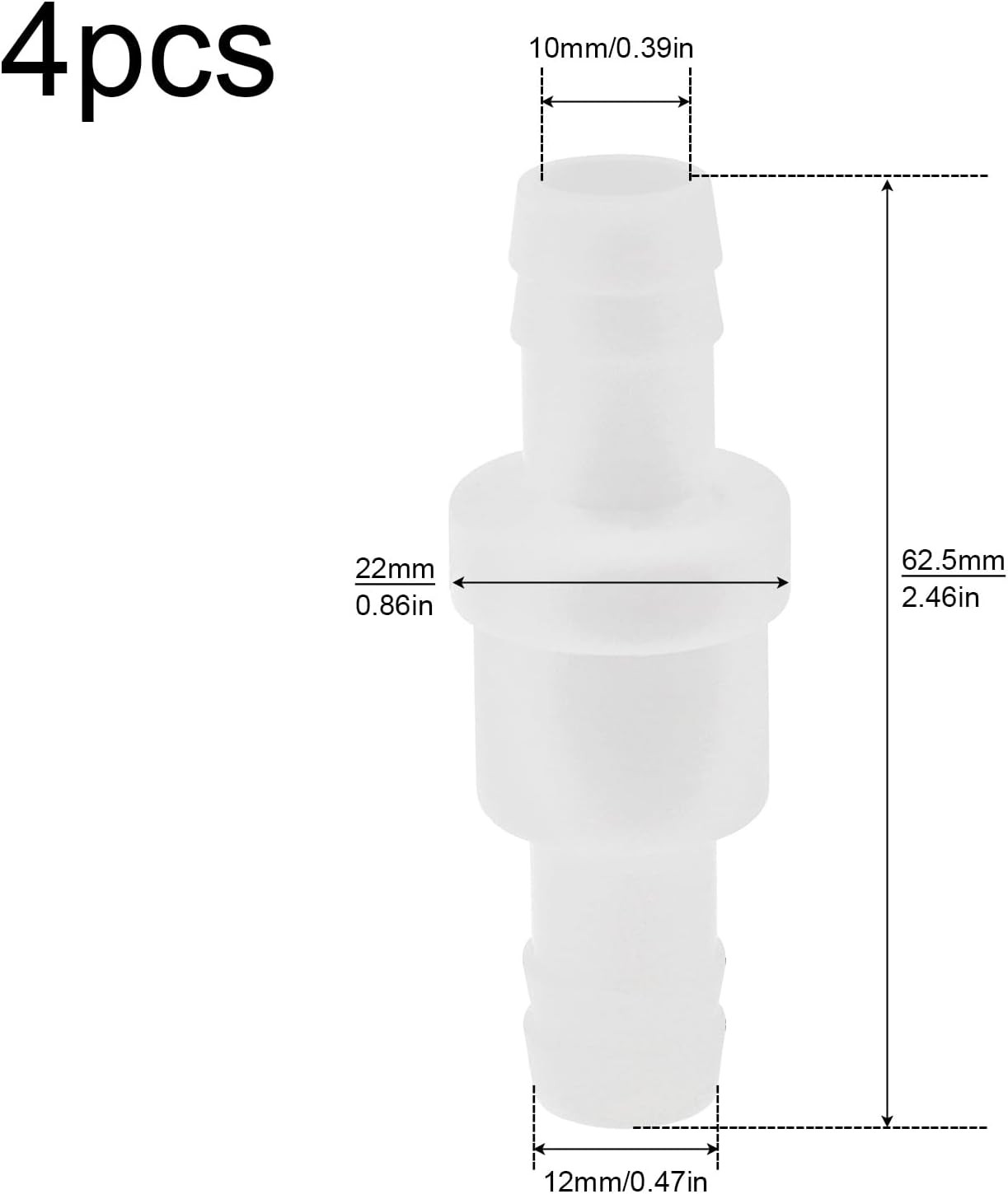 4Pcs 1/2Inch Check Valve, PNXKTXO One Way Inline Check Valve Wear-Resistant Non
