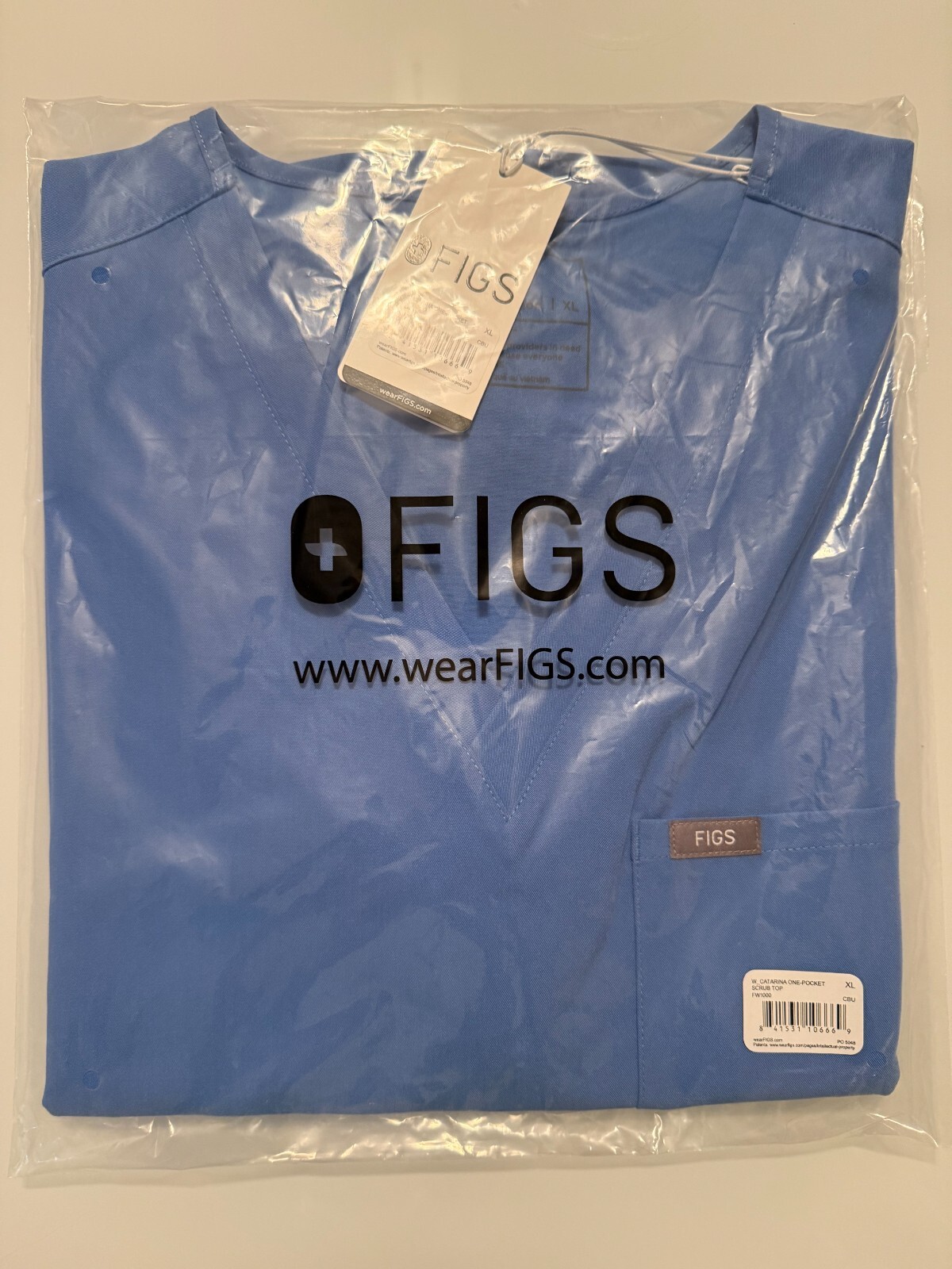 Figs Women Catrina One Pocket Top Scrub Ceil Blue (Multiple sizes available)