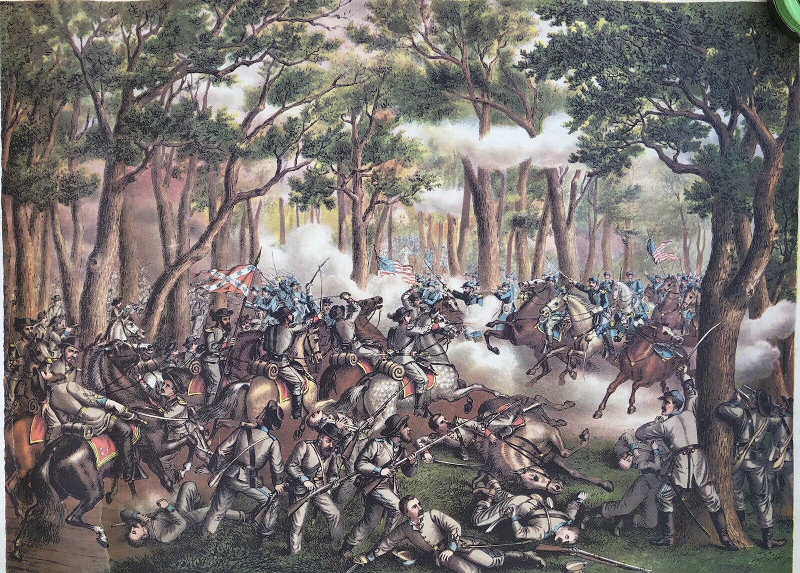 1887 Kurz & Allison "BATTLE OF THE WILDERNESS" 1864 Civil War Lithograph Print
