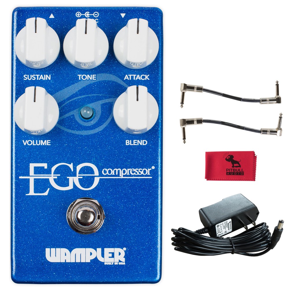 Wampler Ego Compressor Pedal w/ Power Supply, Patch Cables & Cloth