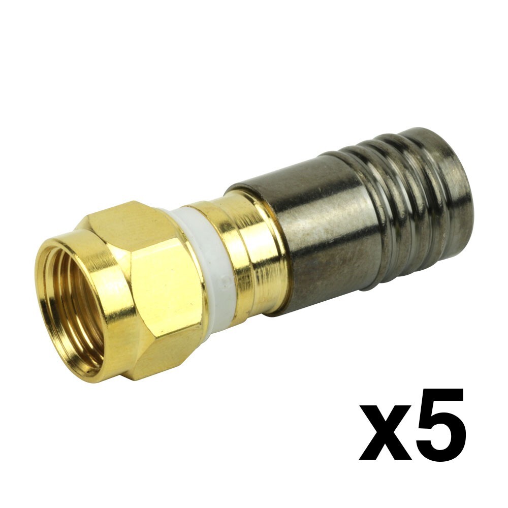 Construct Pro — 75 Ohm F Male Compression Connector for MINI Coax (5 Pack)