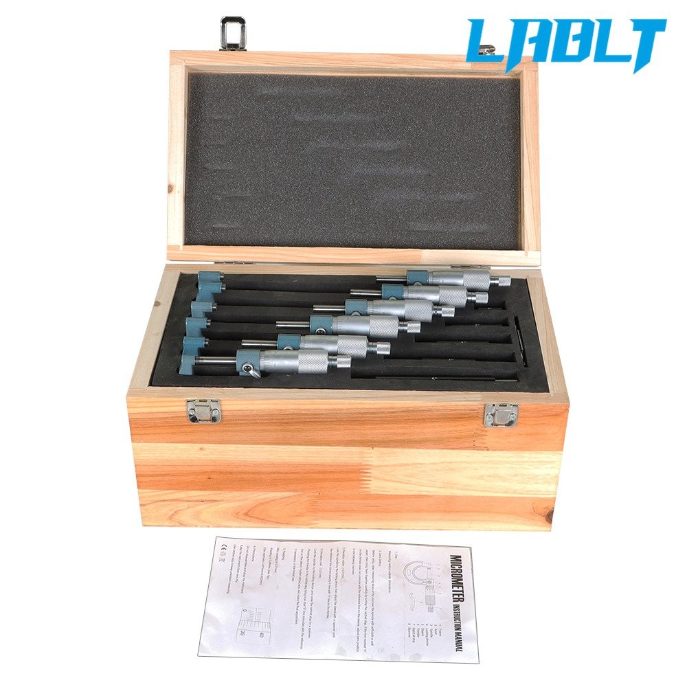 LABLT Precision Outside Micrometer Set 0-6" 0.0001" Carbide Standards 6Pcs Set